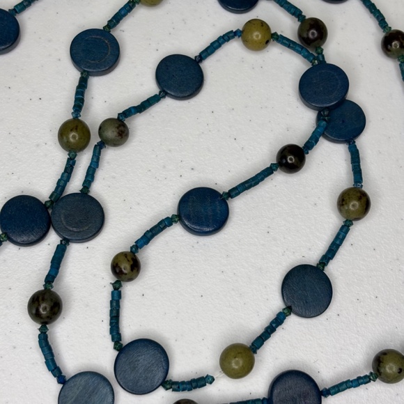 Blue Turquoise Green Beads Leaf Necklace Belt Bohemian Gypsy Festival Style - Picture 12 of 16